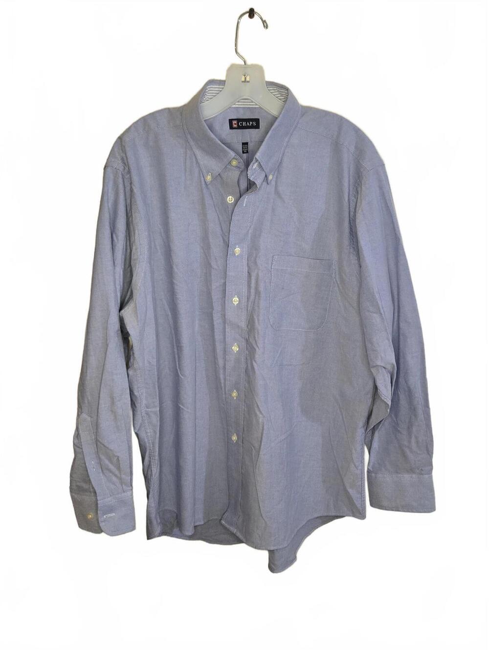 Chaps Men's Wrinkle Free Light Blue Dress Shirt 17 1/2 34/35